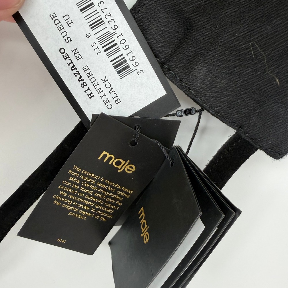 Maje Suede Wrap Belt Womens TU Black Studded Tassel Boho Western Designer NWT - Picture 6 of 8